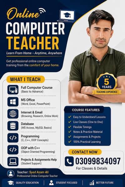 Online Computer Teacher – Learn from Home | All Pakistan