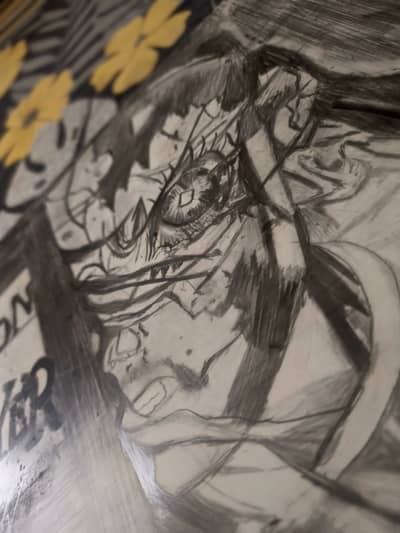 This sketch made on wood not a papper
