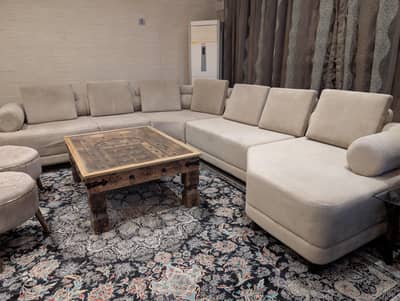 L Shaped sofa, beige color