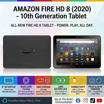 Amazon Fire HD 8 | 10th Generation | 32GB Storage | 2GB RAM | 8.0" LCD