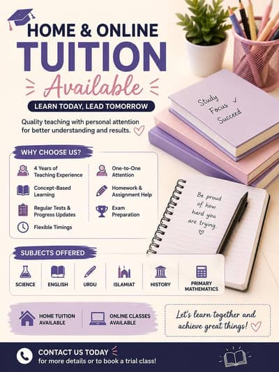 Online Tuition Available For all types of students