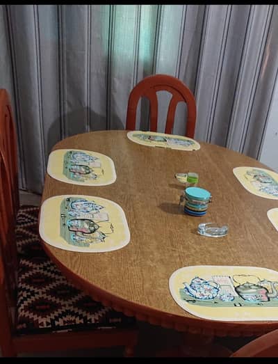Dining table with six chairs