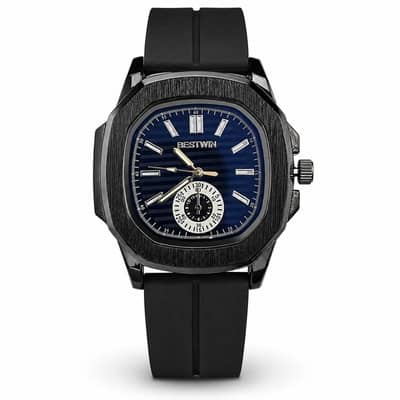 BESTWIN Men's Premium Luxury Analog Watch | Black Silicone Strap
