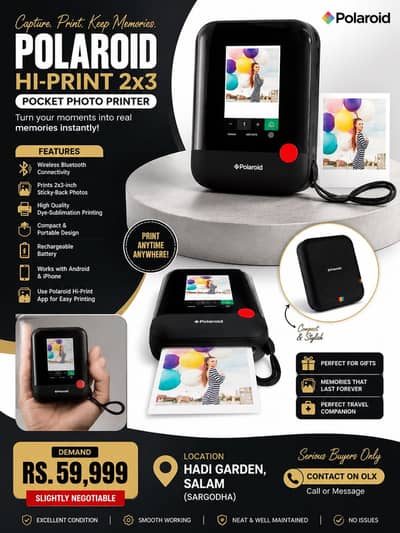 Polaroid Hi-Print 2x3 Pocket Photo Printer – Excellent Condition