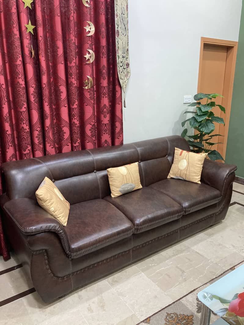 Leather sofas with center table 0