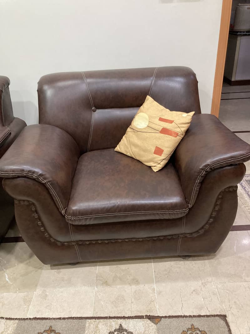 Leather sofas with center table 1