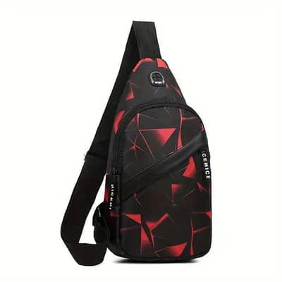 red black geometric cross body bag