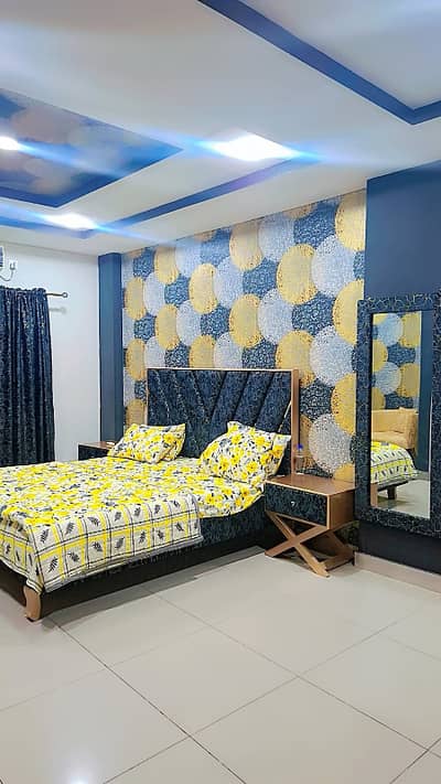 Par Day and short Time One and Two BeD Room appaertment Available Bahria Town Phase 4 and 6 Empire Heights 2 family apartment any time available
