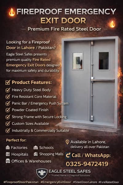 Fire Safety doors in Pakistan Fire Exit Door Emergency door available