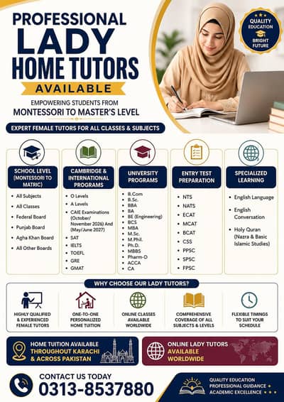 Online And Home Based Lady And Male Tutors Available Throughout World