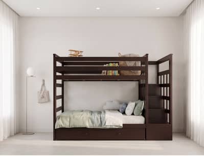 Kids Bunk Bed, 3 Bed, Oak Wood Kids Room Bed