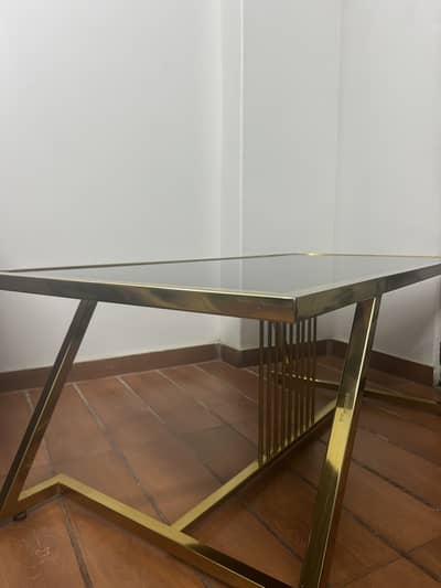 Luxury Gold Stainless Steel Glass Coffee Table | Modern Center Table