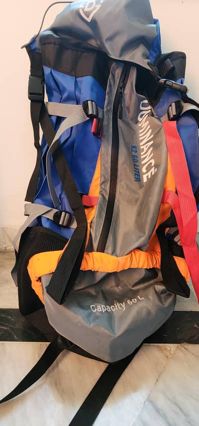 Dominance 60 L traveling/ hiking backpack with aluminum rods