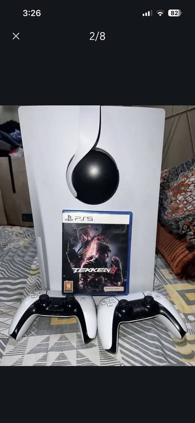 PS5 fat with two controller and tekken 8 headphone