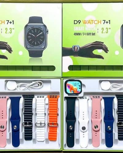 D9 Ultra Smart Watch Series 9 with 7 Straps & Bluetooth