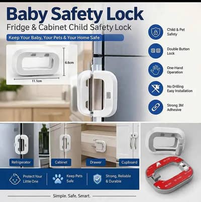 Refrigerator lock with 3M Adhesive stainless & steel