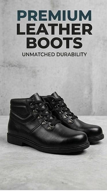 High Quality Black Leather Boots