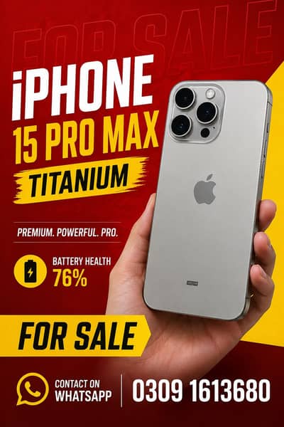 iPhone 15 Pro Max | PTA APPROVED | 76%battery heath