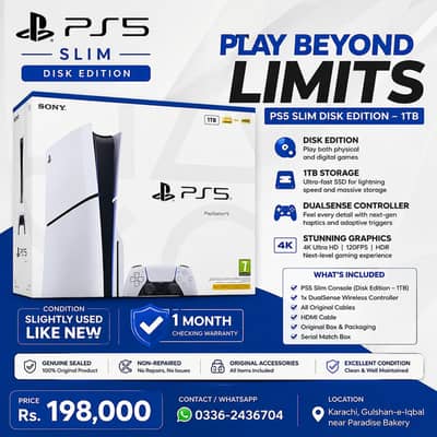 playstation 5 slim 1tb used like new with box