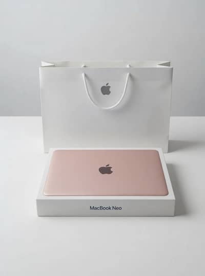 MacBook Neo Blush Color Box packed LLA model