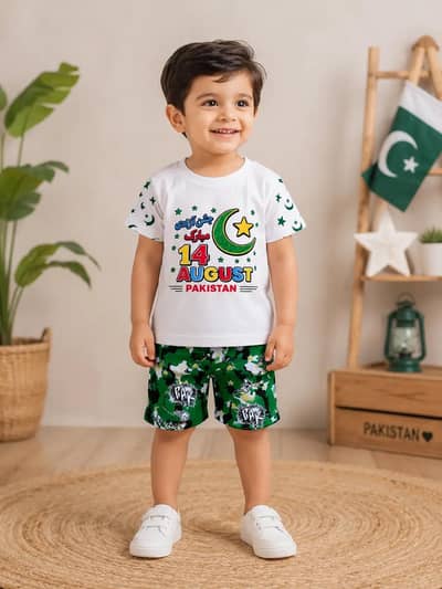 Baby Boy 14 August Dress Cotton T Shirt and Shorts Set
