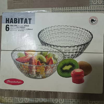 PASABAHCE HABITATE  BIG BOWL SET WITH SIX  SMALL BOWLS