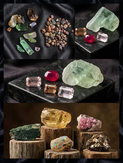 Natural Raw And Polished Gemstones collection  | Rare Mineral Crystals
