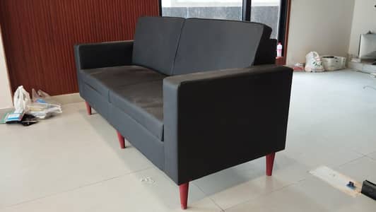 3 seater leather Mat sofas 2x office use