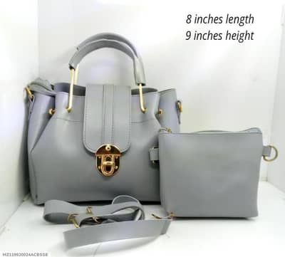 Elegant Grey 3-Piece Women's Handbag Set with Mini Pouch