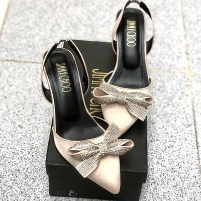 off white bow heels for women