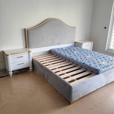 Brand New, King Size Bed with Side Table