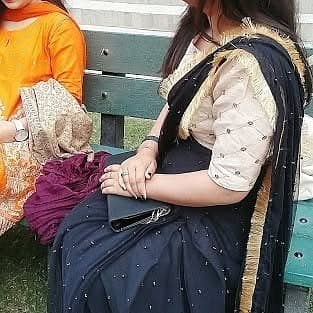 Black Net Saree with Raw Silk Blows