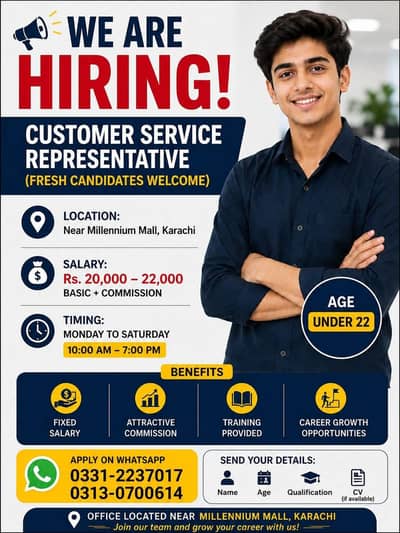Customer Service Representative Required – Karachi Millenium Mall