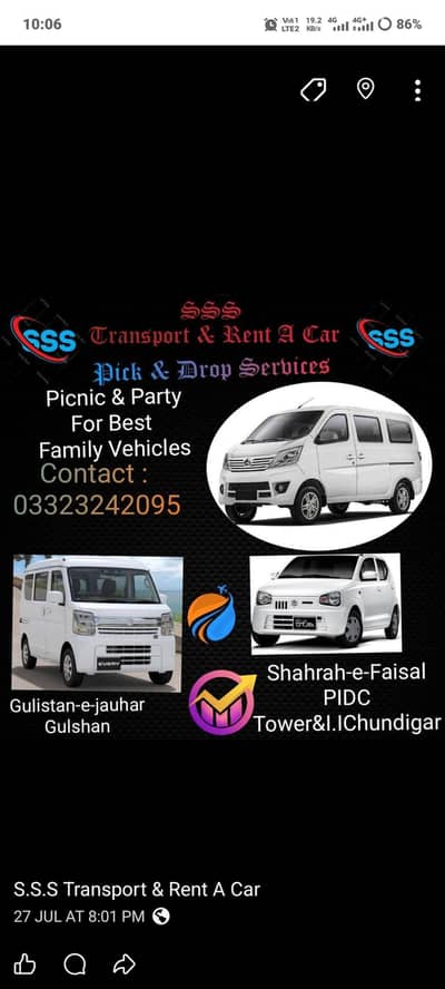 S. S. S Pick & Drop Services Transport & Rent A Cat. . .