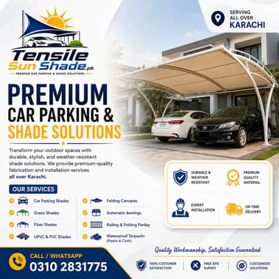 Car Parking Shade - Tensile Shade - Fiber Glass Shade - Canopy Shade