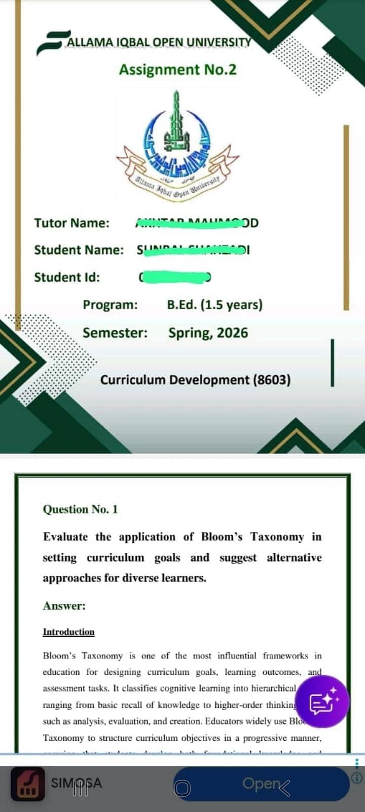 Aiou Assignment 3