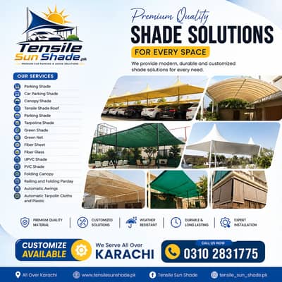 Net Shade - Fiber Shade - Folding Shade - Sliding Shade- Tensile Shade