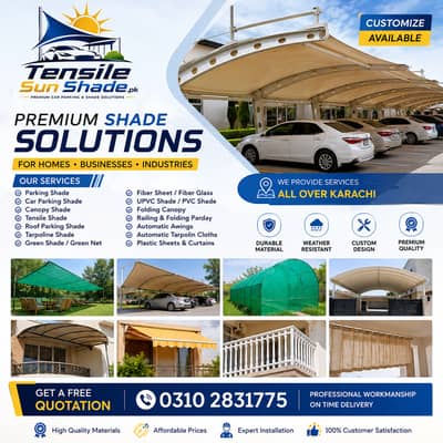 Pole Parking Shade - Tensile Shade - Car Roof - Folding Shade - Canop