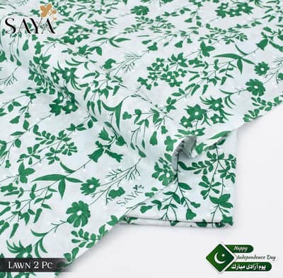 Lawn 2 Pc Green Floral Suit for Independence Day