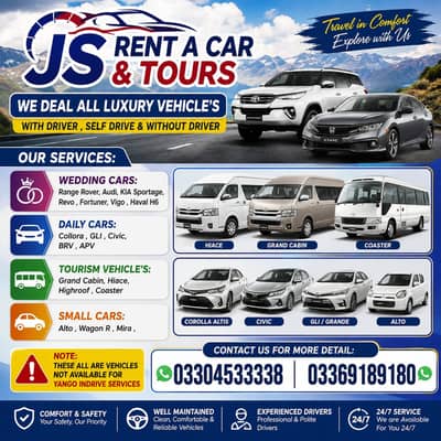 Car Rental BRV Revo Prado Vigo Civic Haval V8 Rent A Car in Islamabad