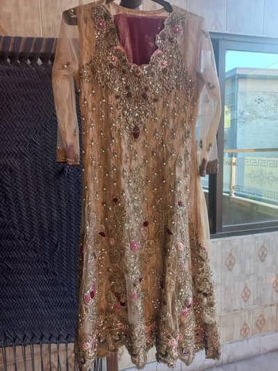 Luxury Embroidered Anarkali Frock with Net Dupatta | Small Size