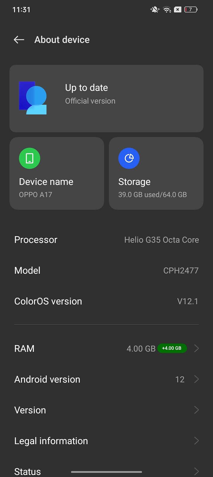 OPPO A17 0