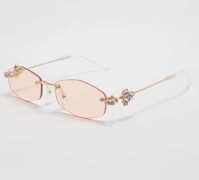 Women gold Rimless Frame