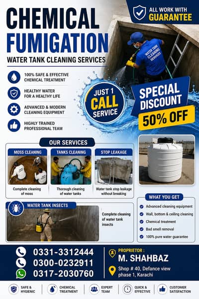 Water tank cleaning , leakage, Chemical Wash , Muds Removal