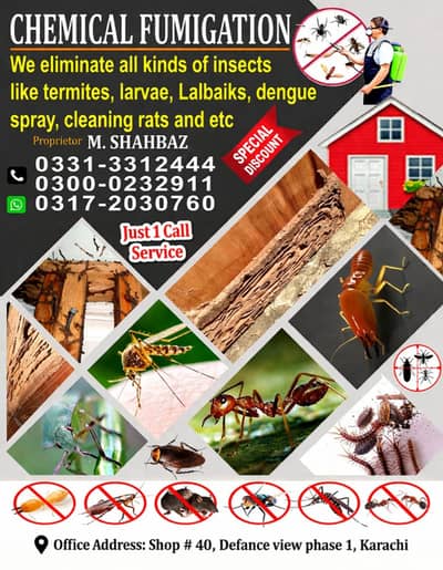 Fumigation services, Pest control, Dengue spray , Demak Control