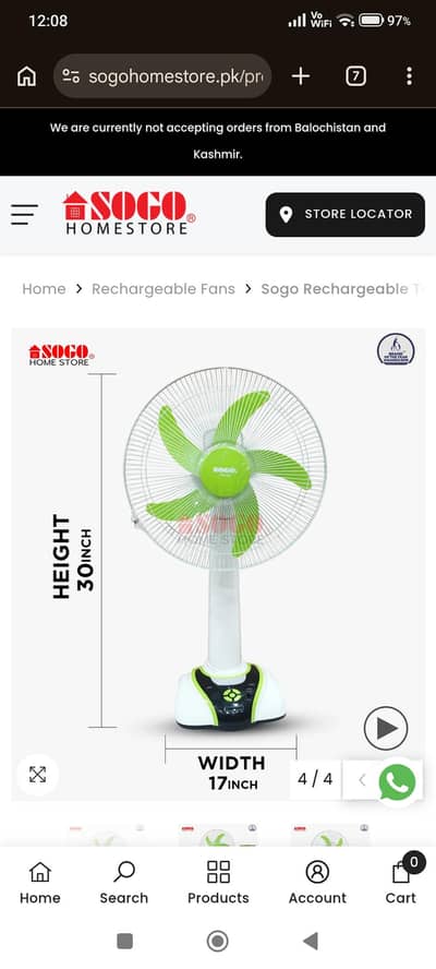 Sogo charging fan for sale