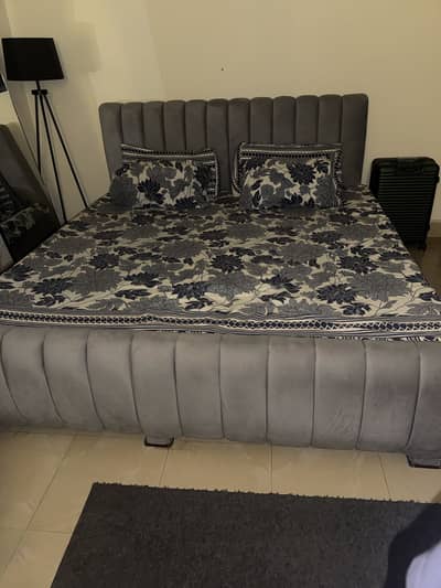Light Grey Velvet Bed