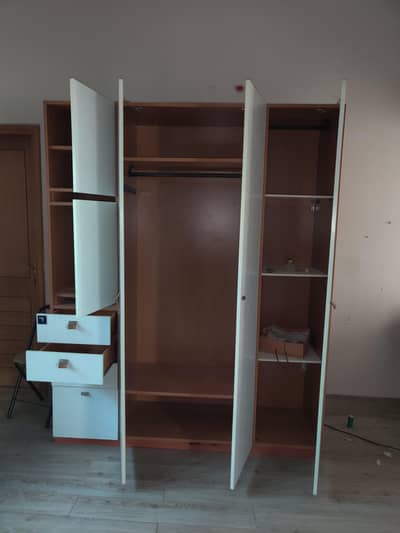 Solid Wood 4-Door Wardrobe (7ft x 5.5ft) - Excellent Condition