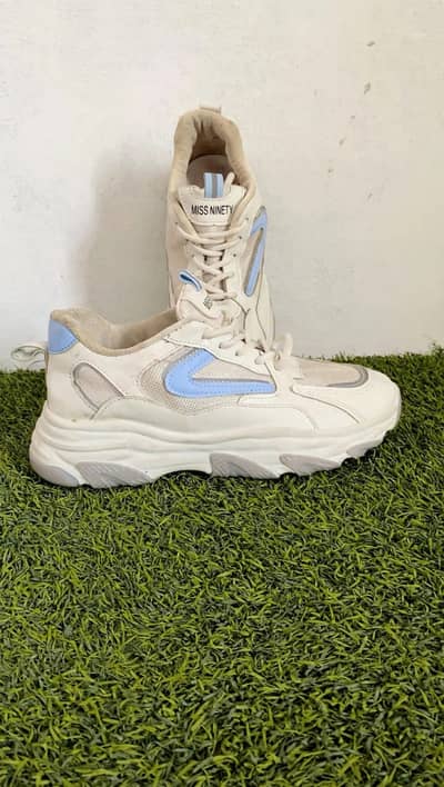 Stylish Miss Ninety White & Blue Sneakers