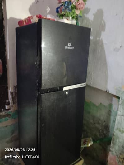 9140WB Chrome Hairline Black Double Door Refrigerator